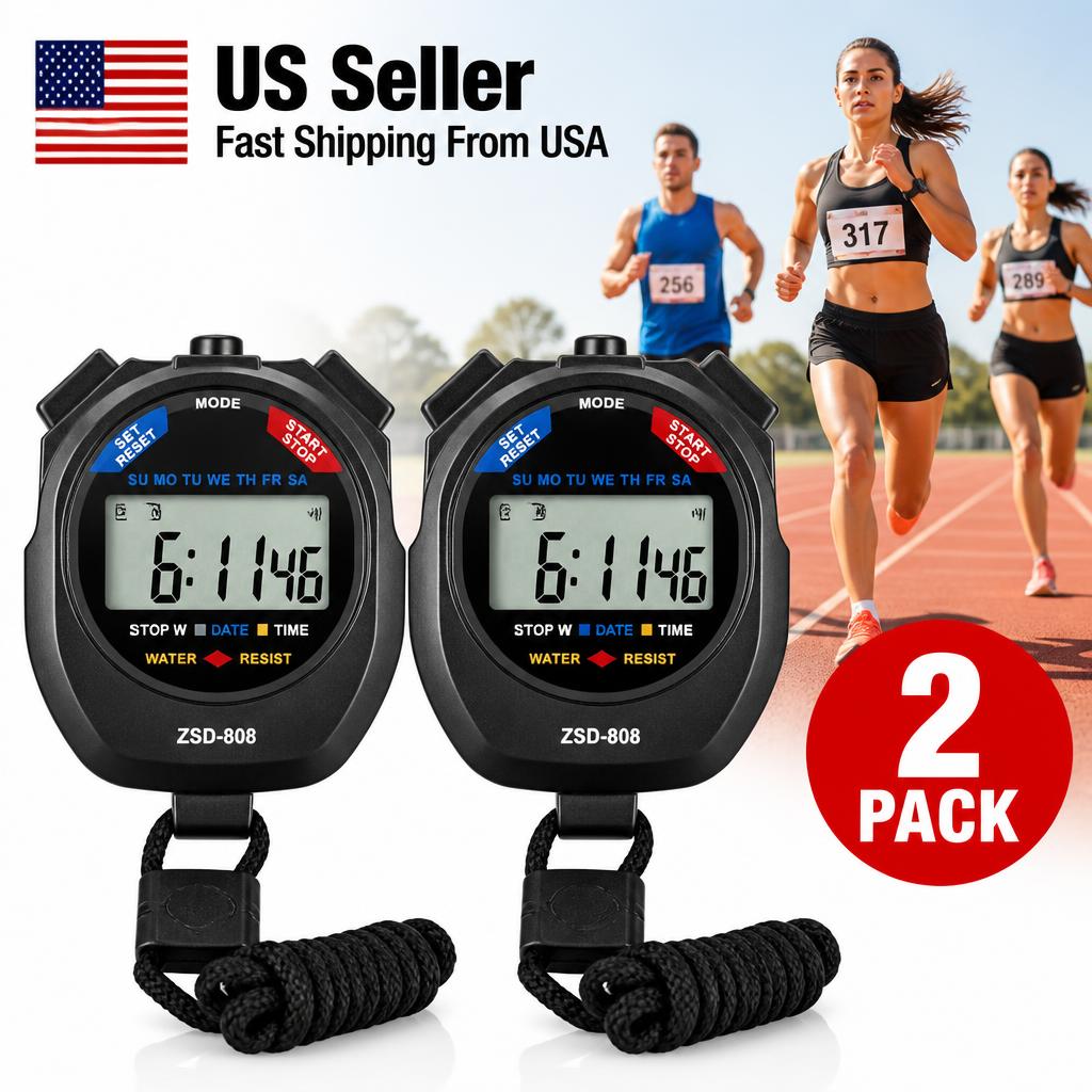 Premium Digital Sports Stopwatch & Chronograph Counter (2-Piece Set)