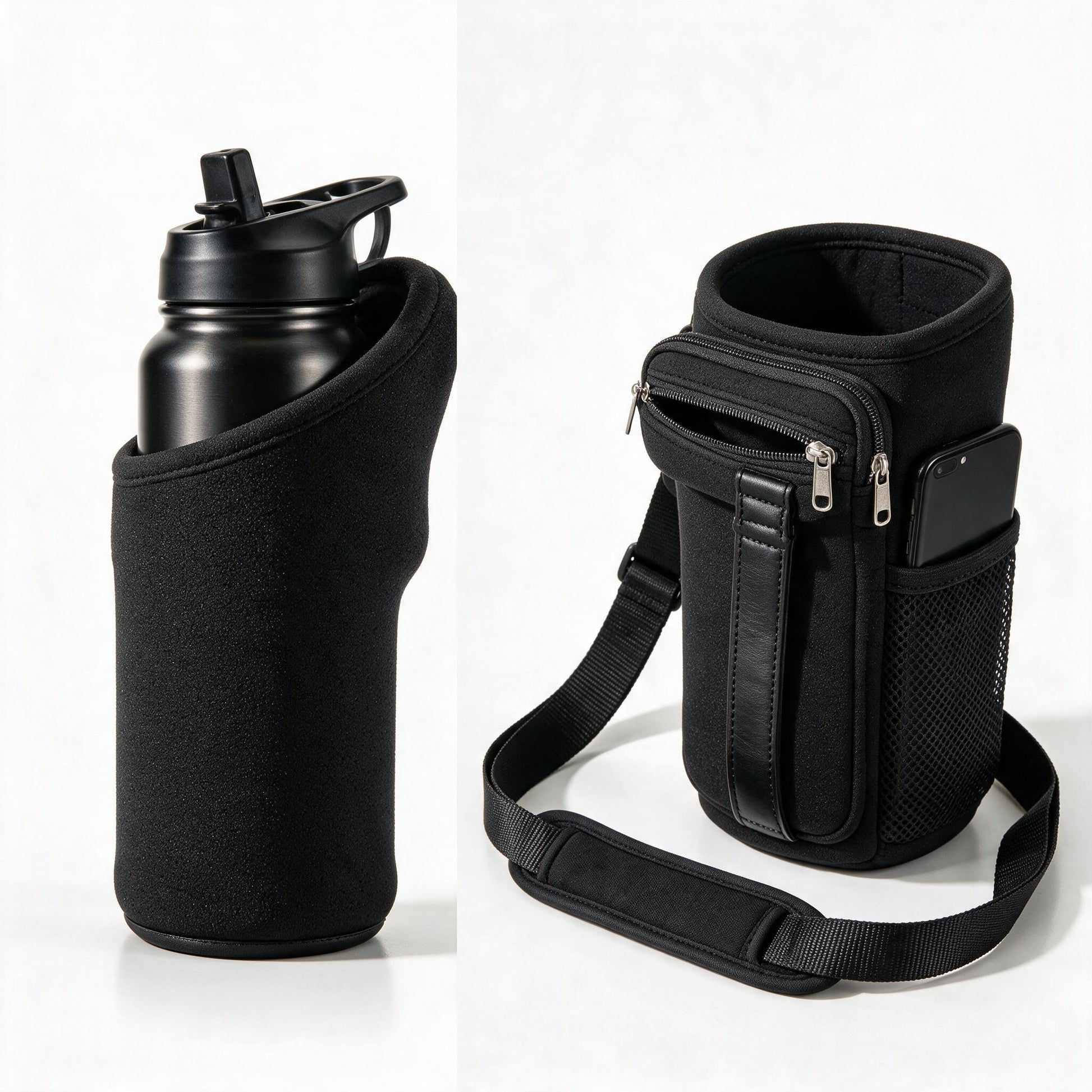 Premium Magnetic Gym Water Bottle Holder with Phone Pocket
