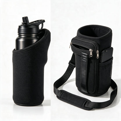 Premium Magnetic Gym Water Bottle Holder with Phone Pocket