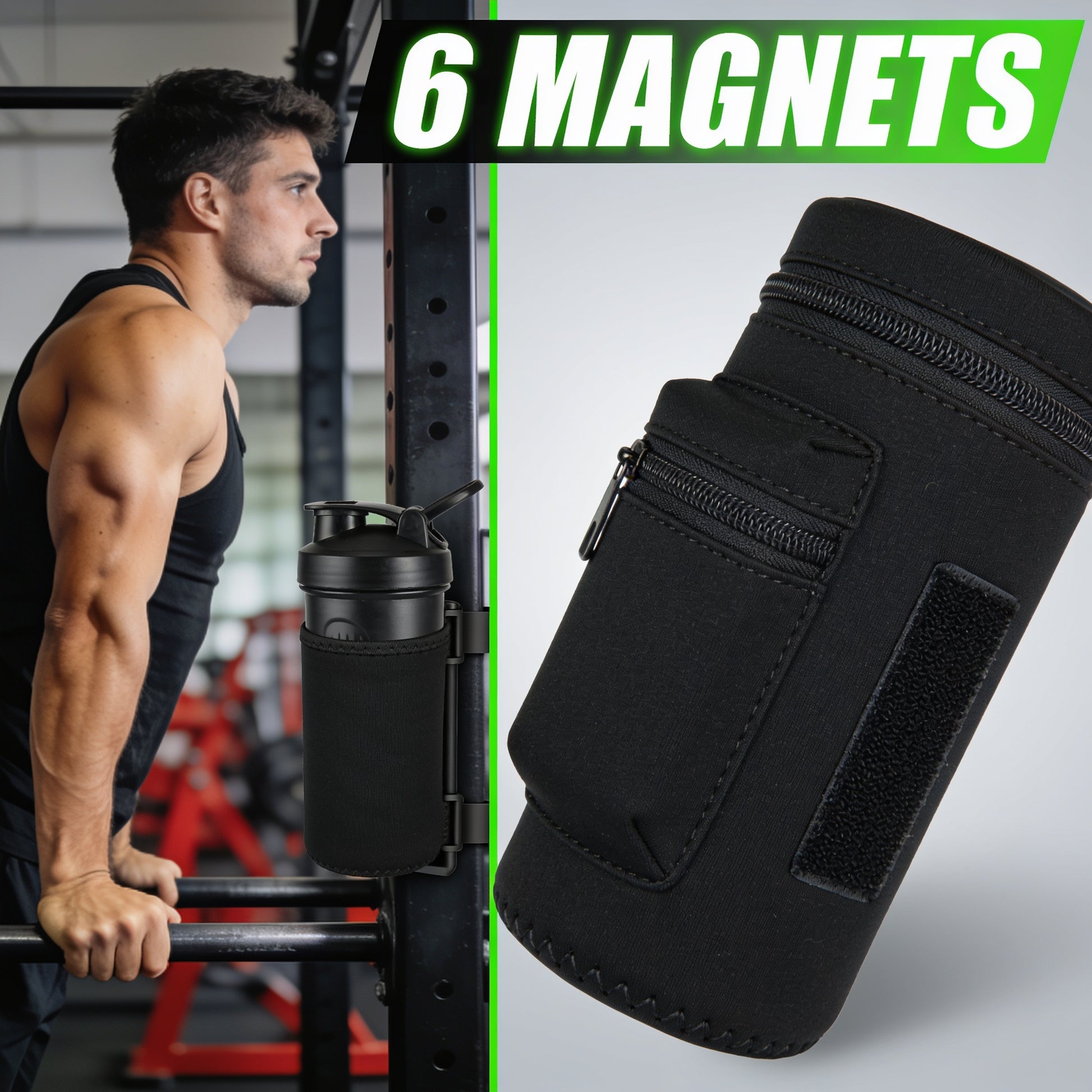 Premium Magnetic Gym Water Bottle Holder with Phone Pocket